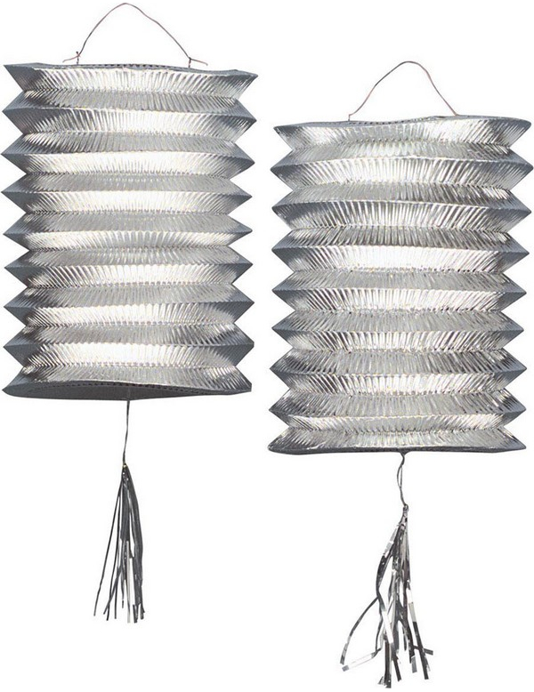 2 Lampions métalliques argentés