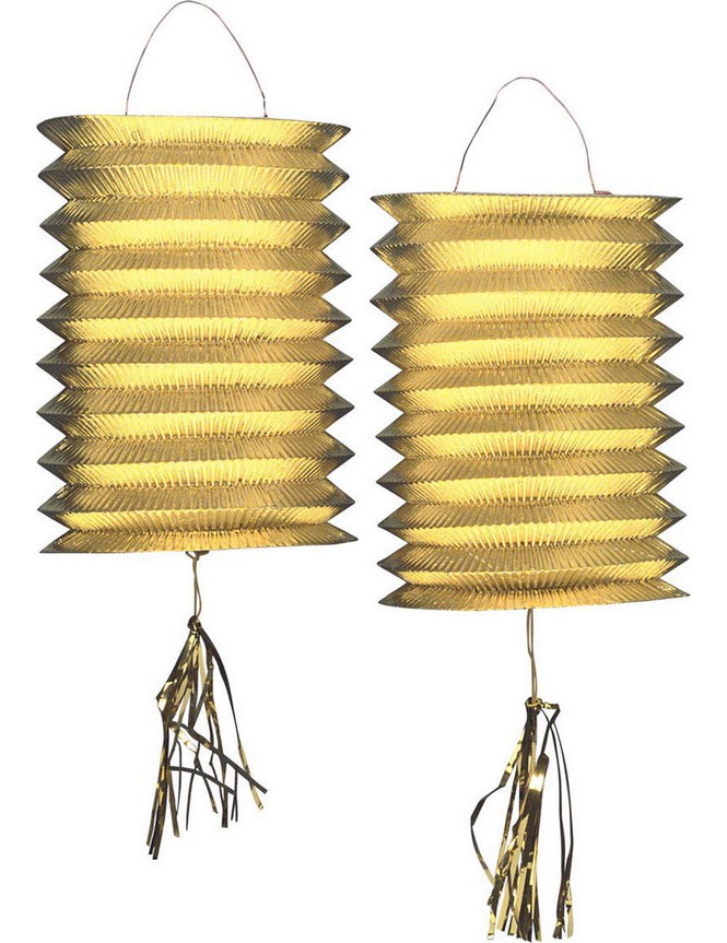 2 Lampions métalliques dorés