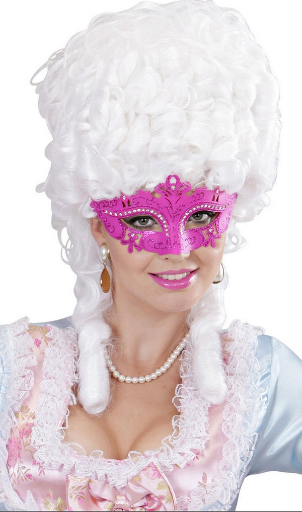 Loup vénitien strass rose adulte