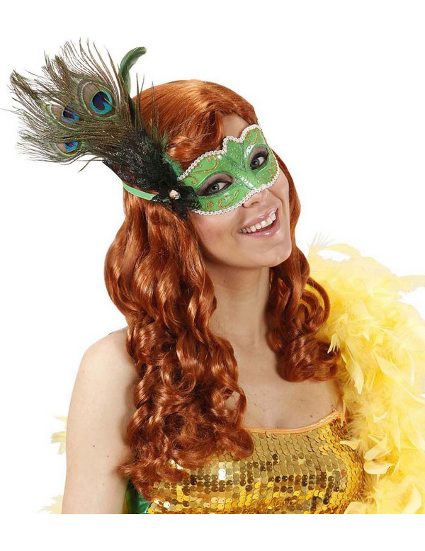 Loup vert avec plumes paon adulte