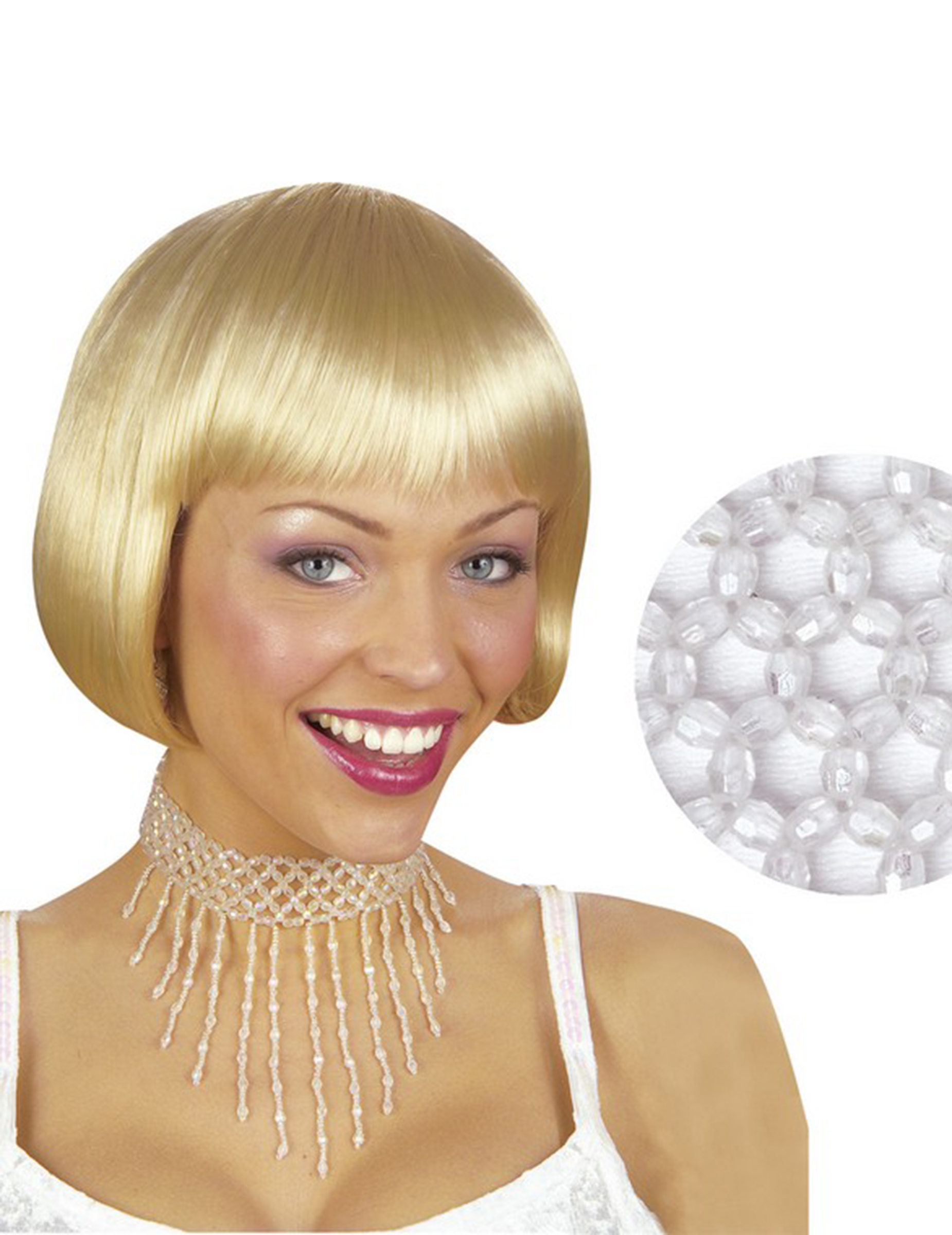 Collier ras du cou perles blanches femme