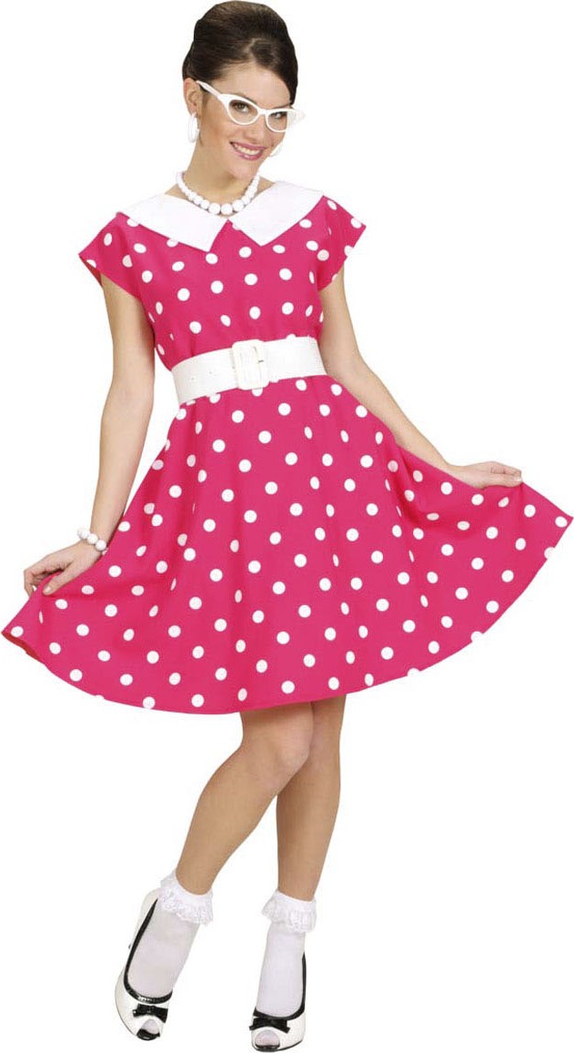 Déguisement robe rose à pois années 50 femme