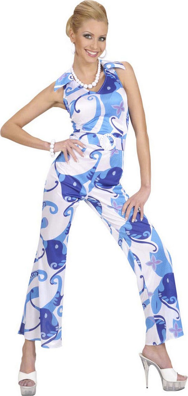 Déguisement disco bleu et blanc femme