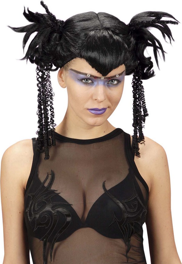 Perruque manga japonaise noire femme