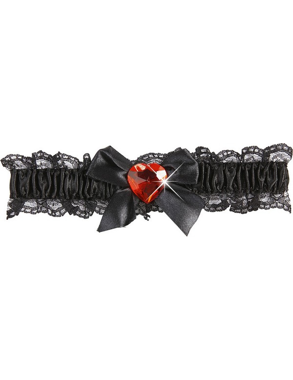 Jarretière sexy dentelle noire c ur rouge femme