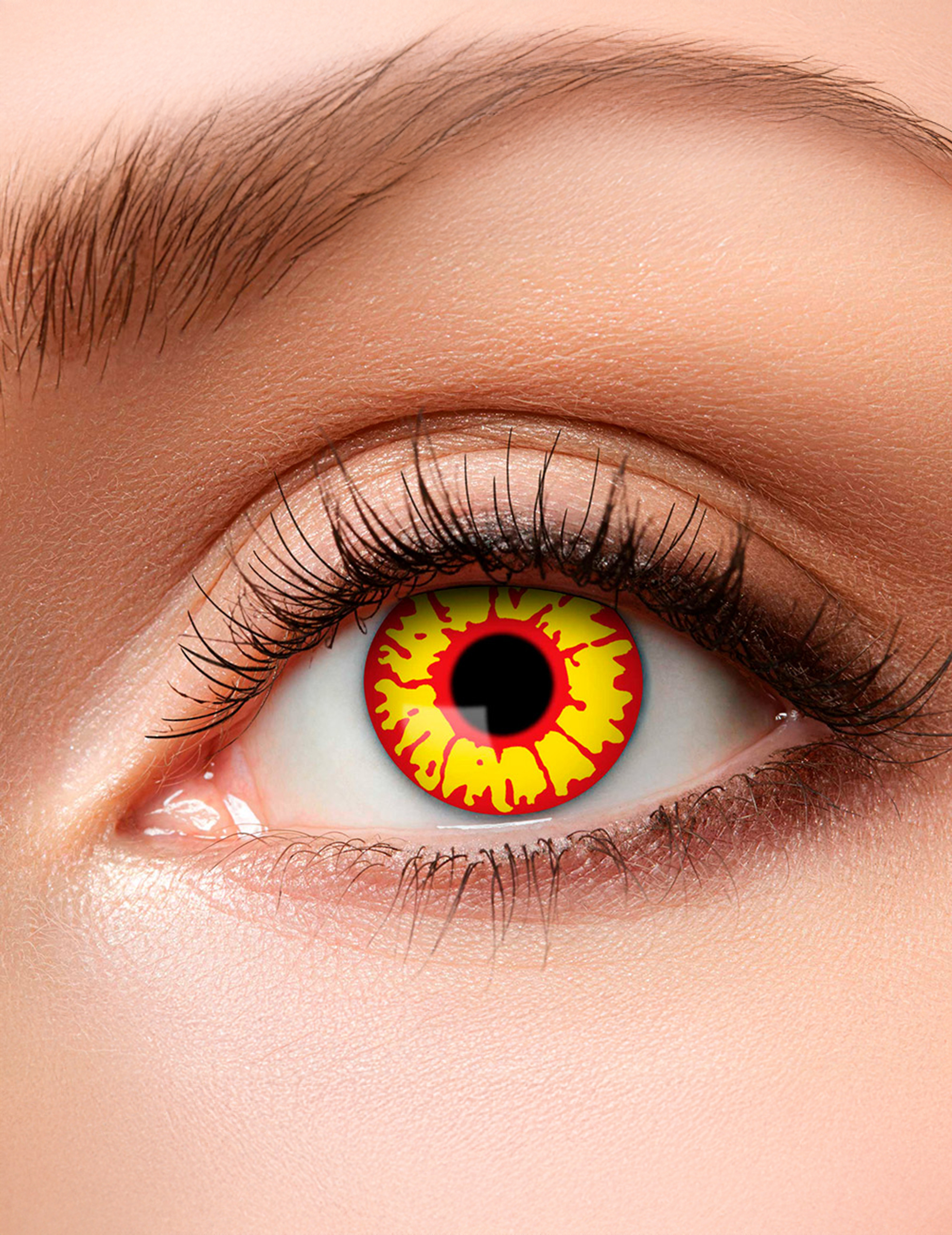 Lentilles fantaisie jaune et rouge adulte