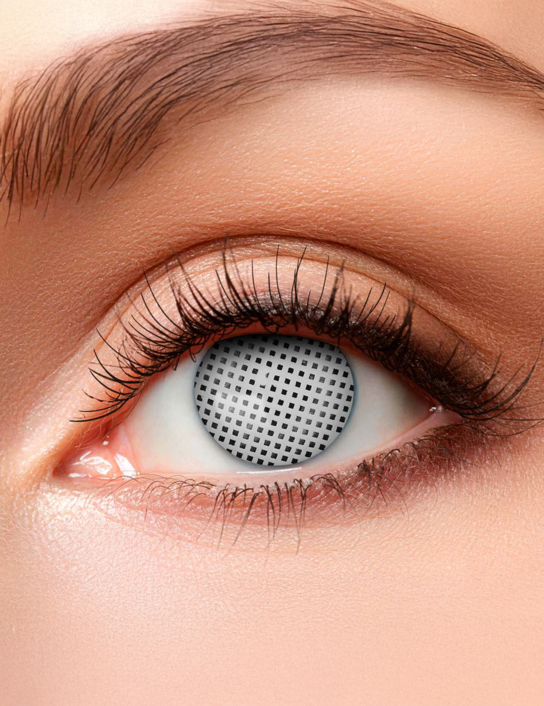 Lentilles fantaisie quadrillage blanc 1 an adulte