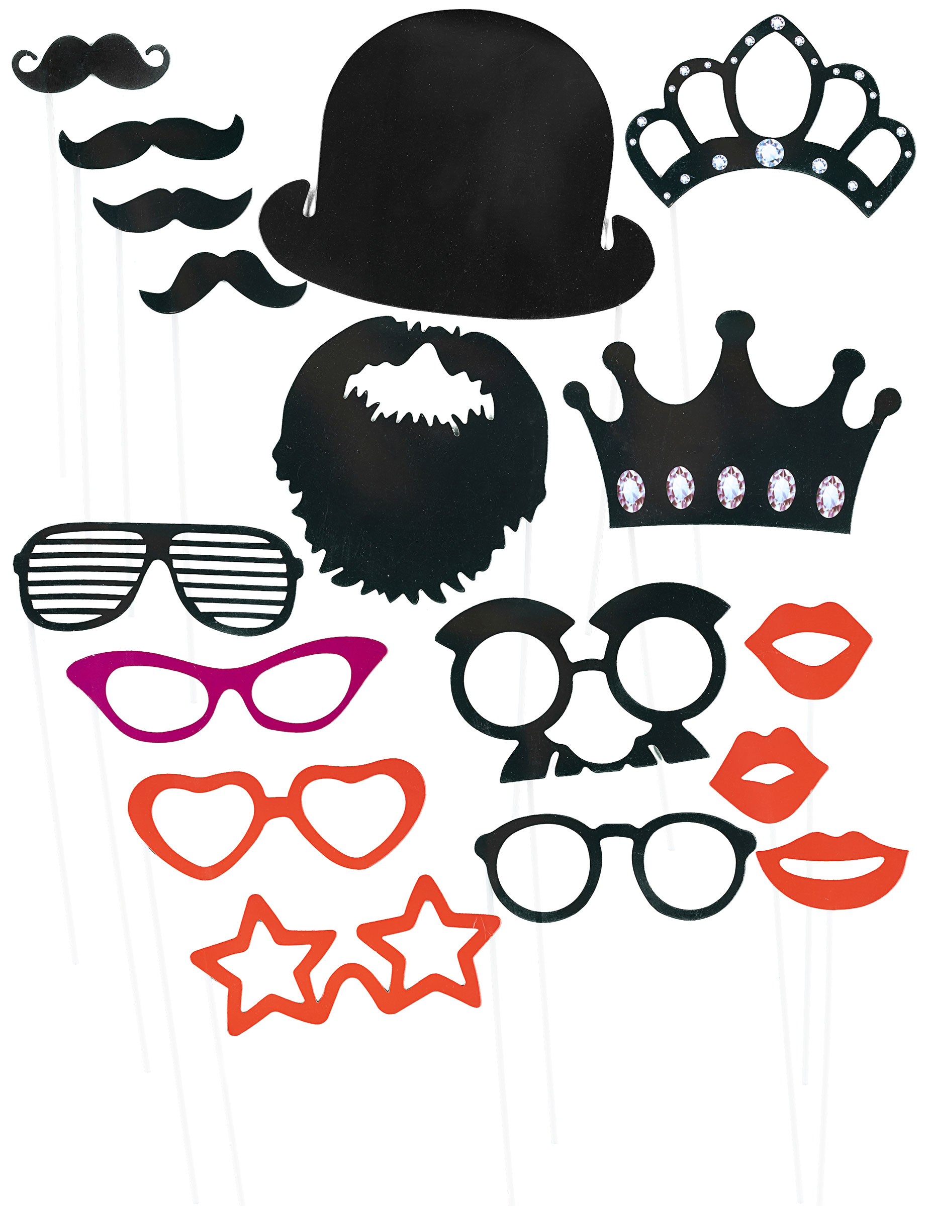 Kit photobooth 17 accessoires rouge et noir