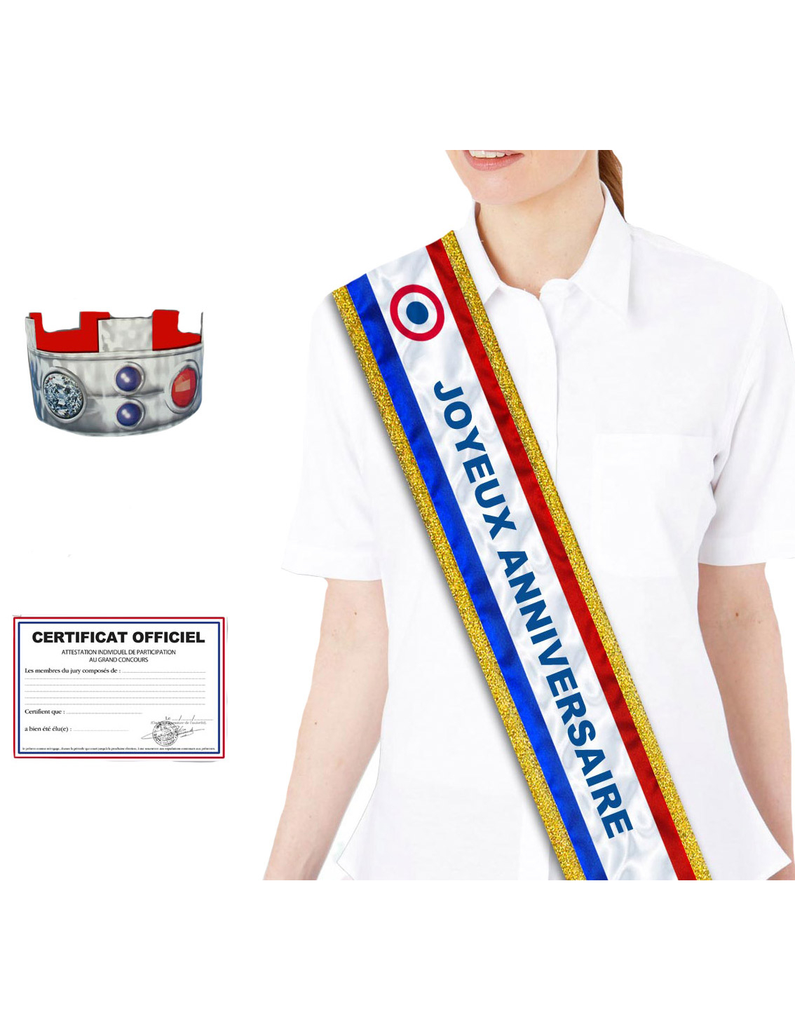 Echarpe humoristique tricolore Joyeux anniversaire