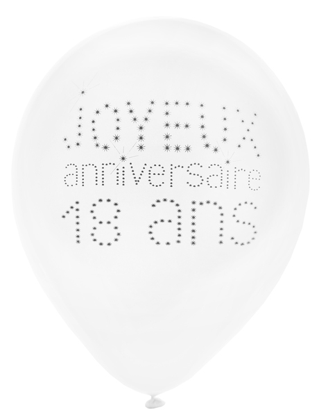 8 Ballons en latex 18 ans anniversaire chic 23 cm