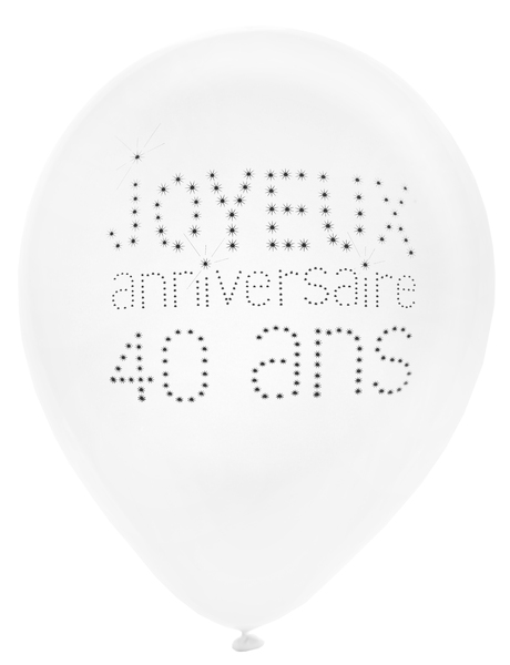 8 Ballons en latex 40 ans anniversaire chic 23 cm