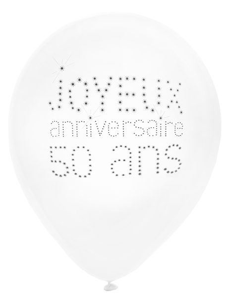 8 Ballons en latex 50 ans anniversaire chic 23 cm