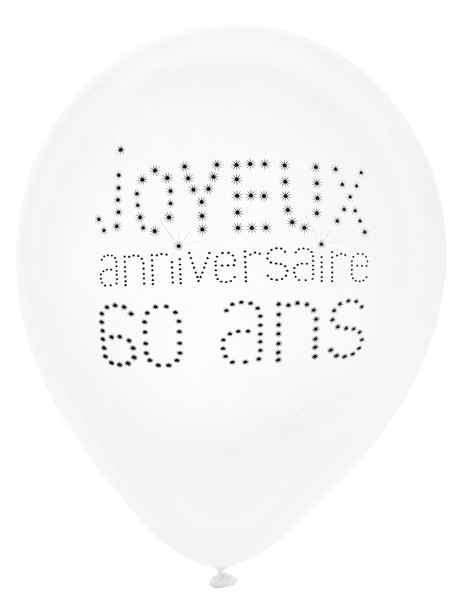8 Ballons en latex 60 ans anniversaire chic 23 cm