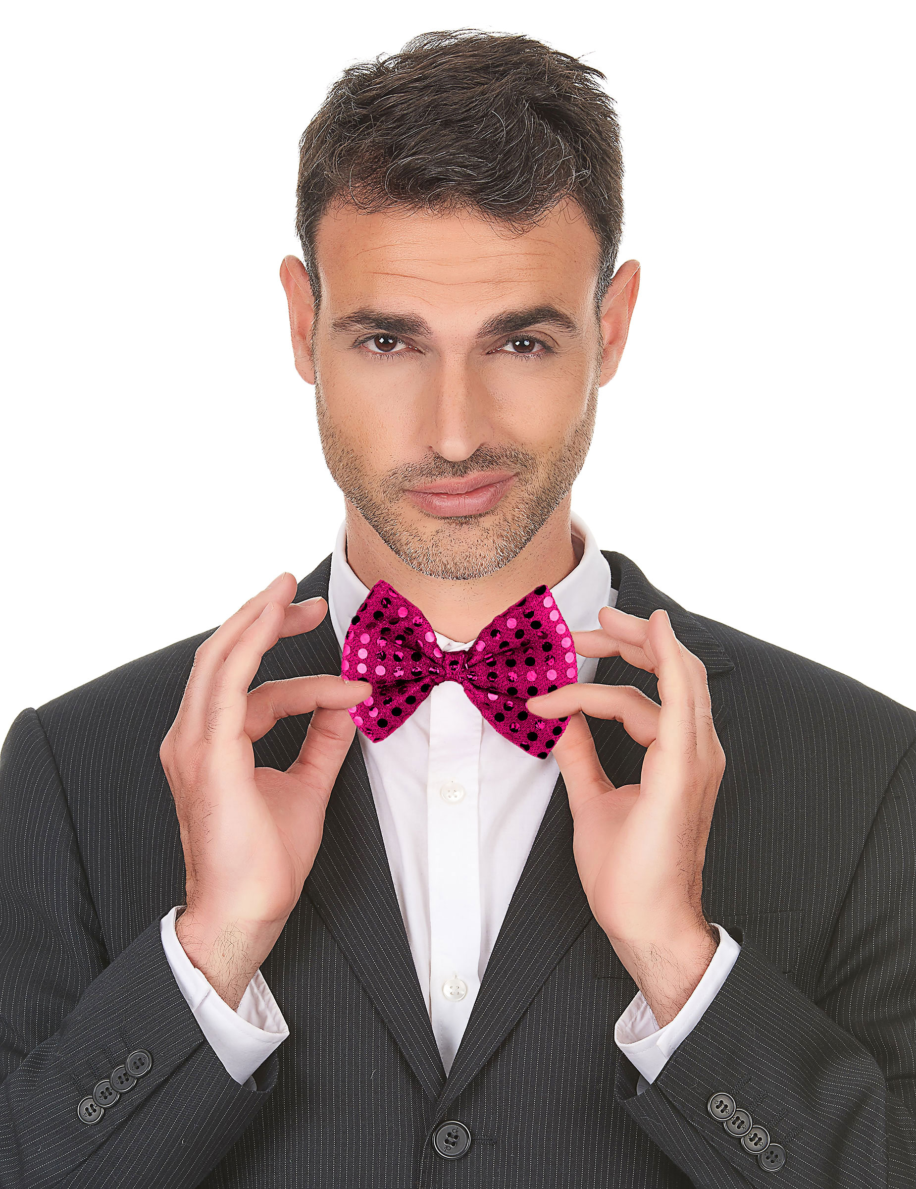Noeud papillon fuschia avec sequins adulte