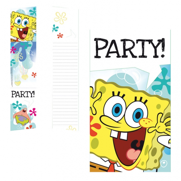 6 Cartes d'invitaion Bob l'éponge