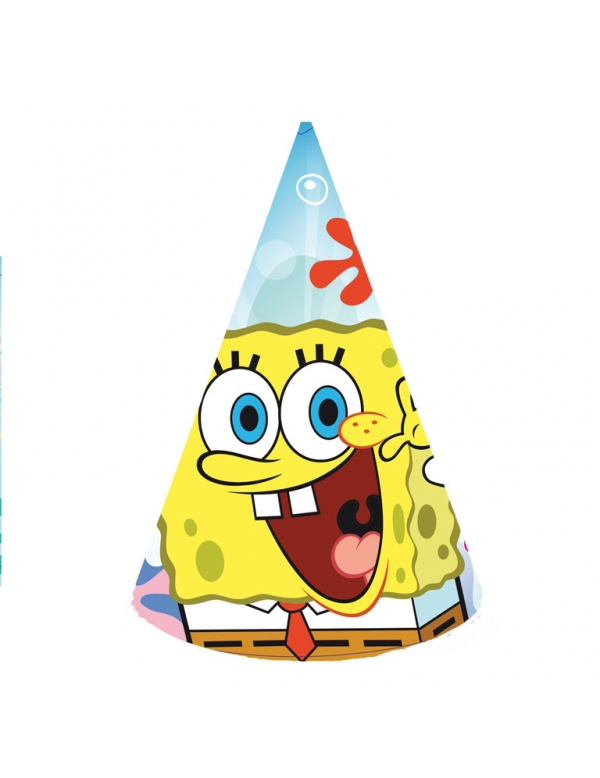 6 Chapeaux de fête Bob l'éponge