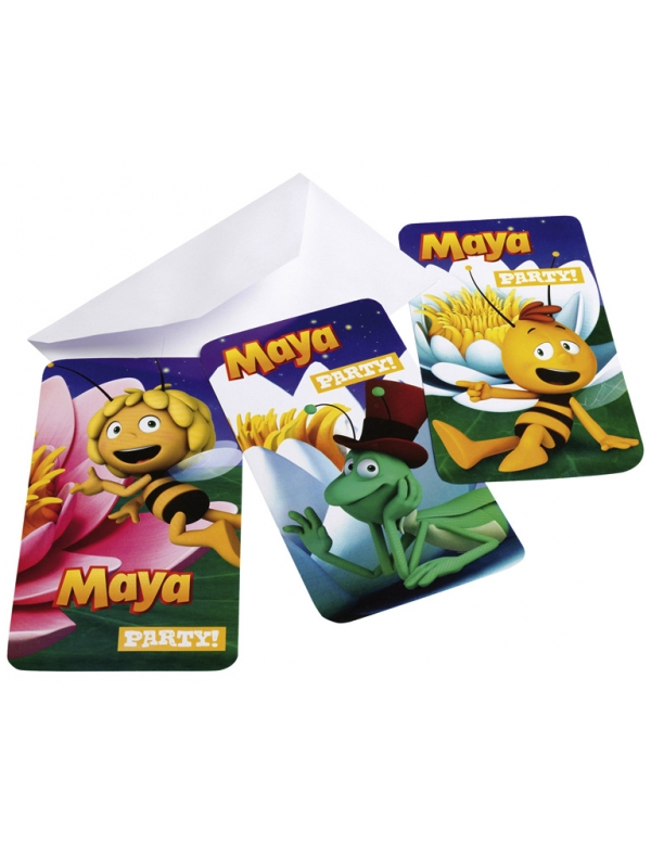 6 Cartes d'invitation Maya l'abeille