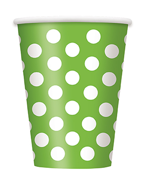 6 Gobelets verts à pois blancs