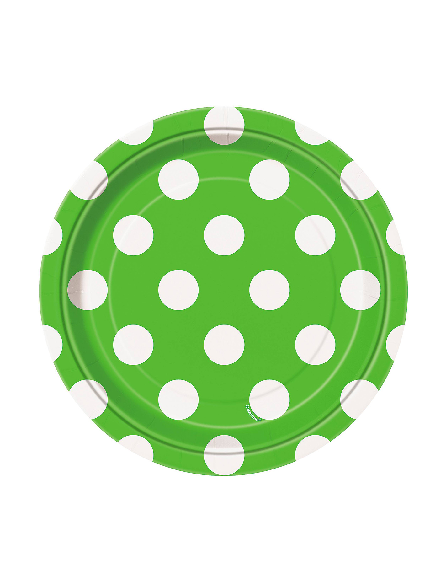 8 Petites assiettes vertes à pois blancs en carton 17 cm