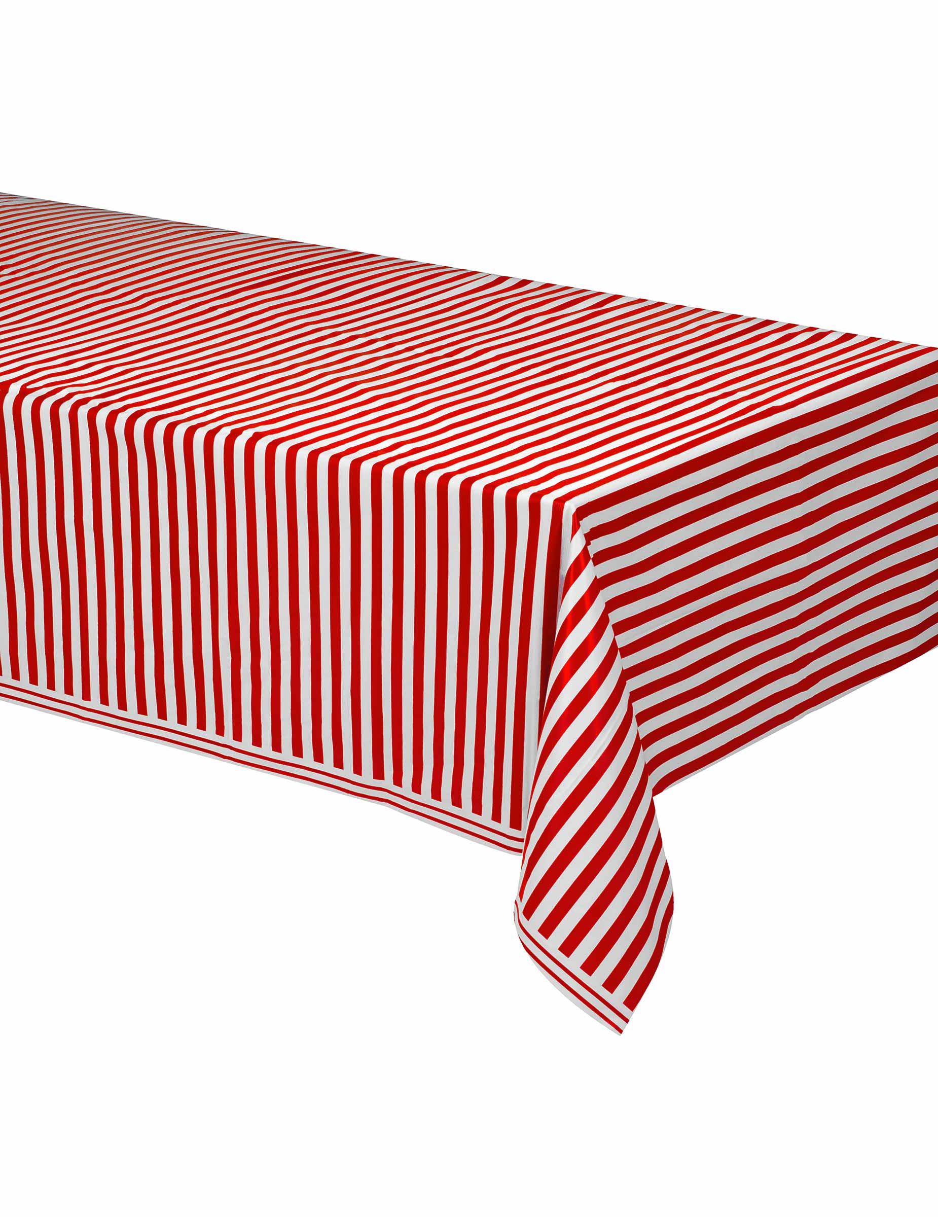 Nappe plastique rayée rouge et blanc 137 x 274 cm