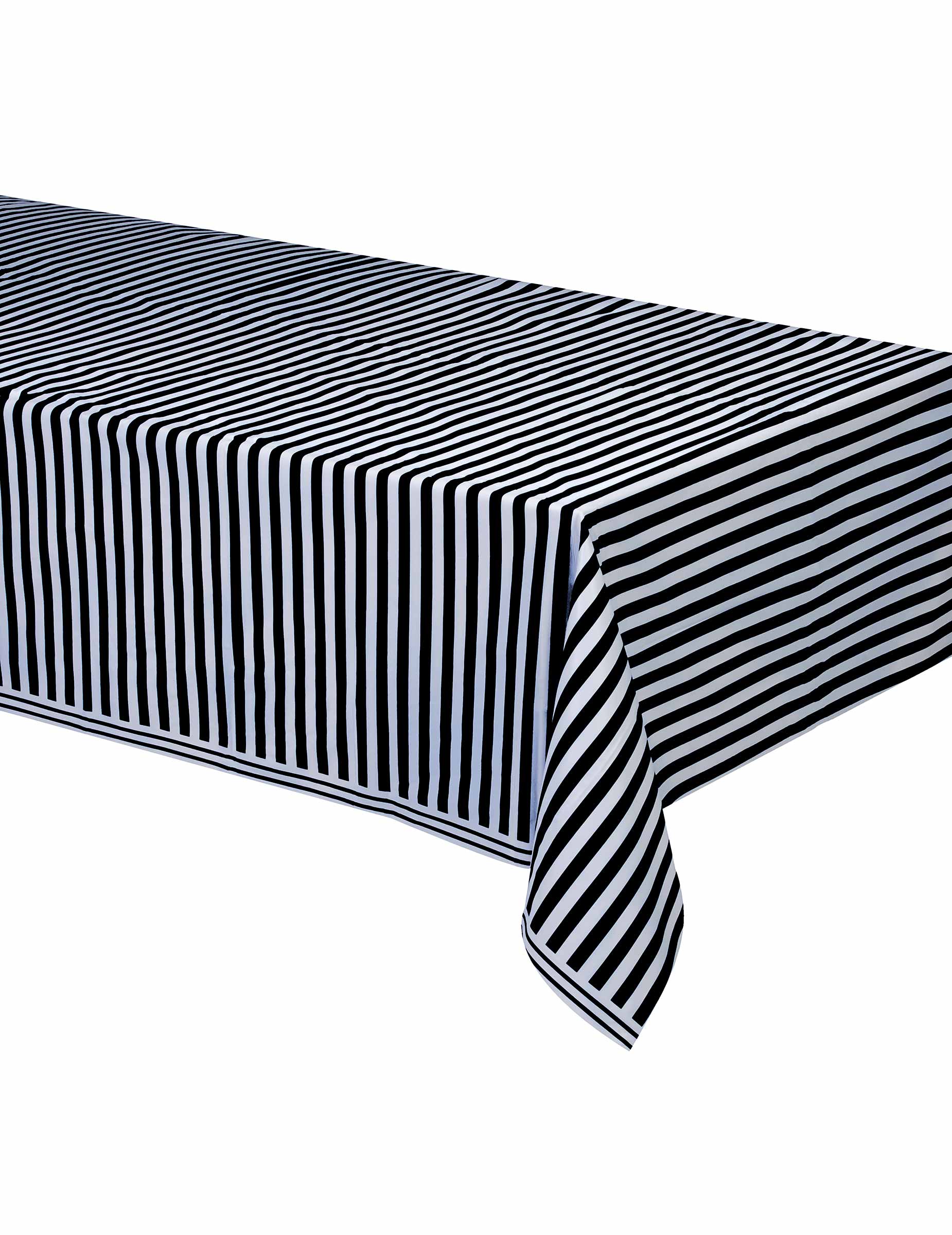 Nappe plastique rayée noir et blanc 137 x 274 cm