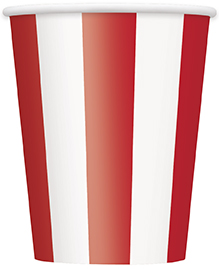 6 Gobelets rayés rouge et blanc