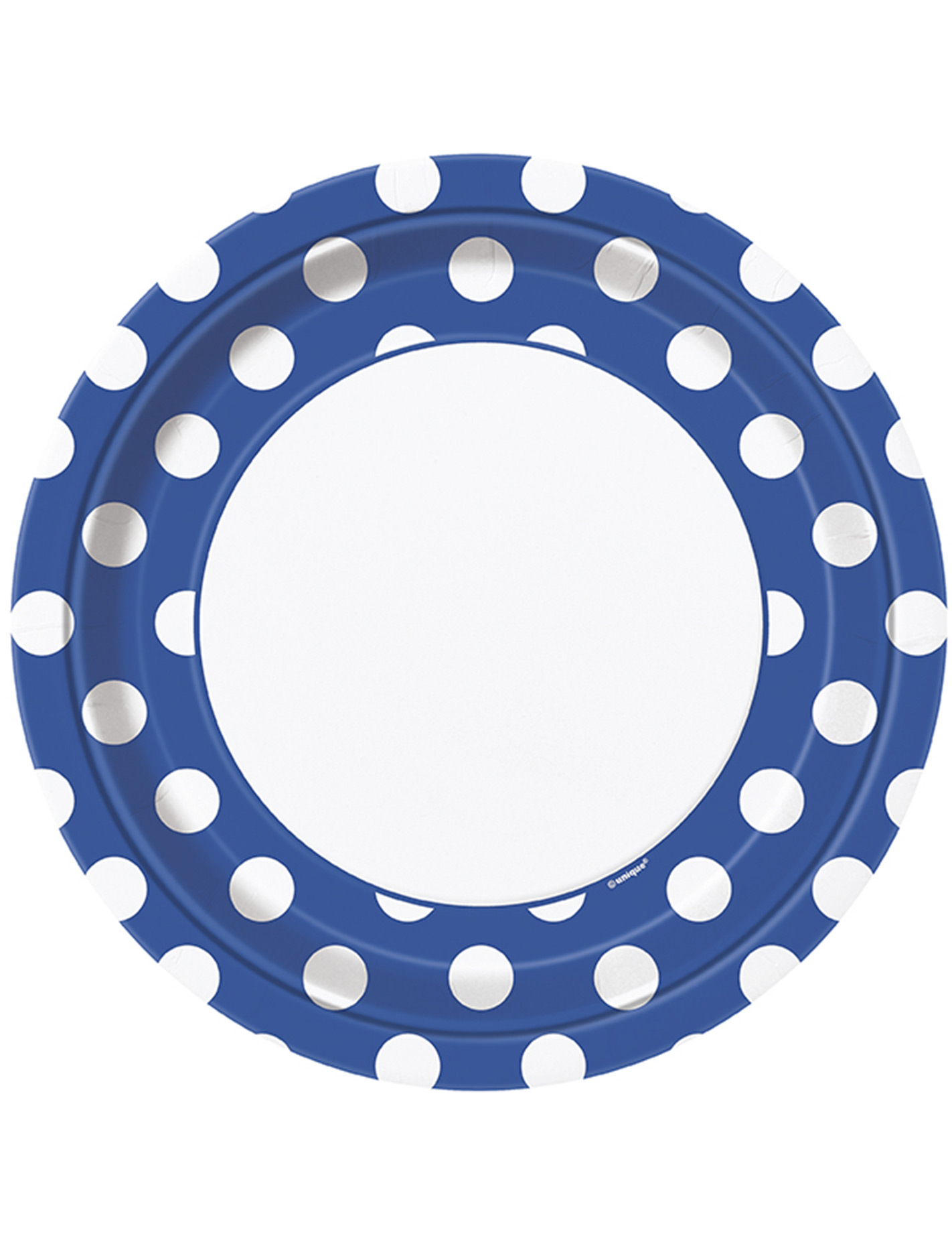 8 Assiettes bleu foncé à pois blancs en carton 22 cm