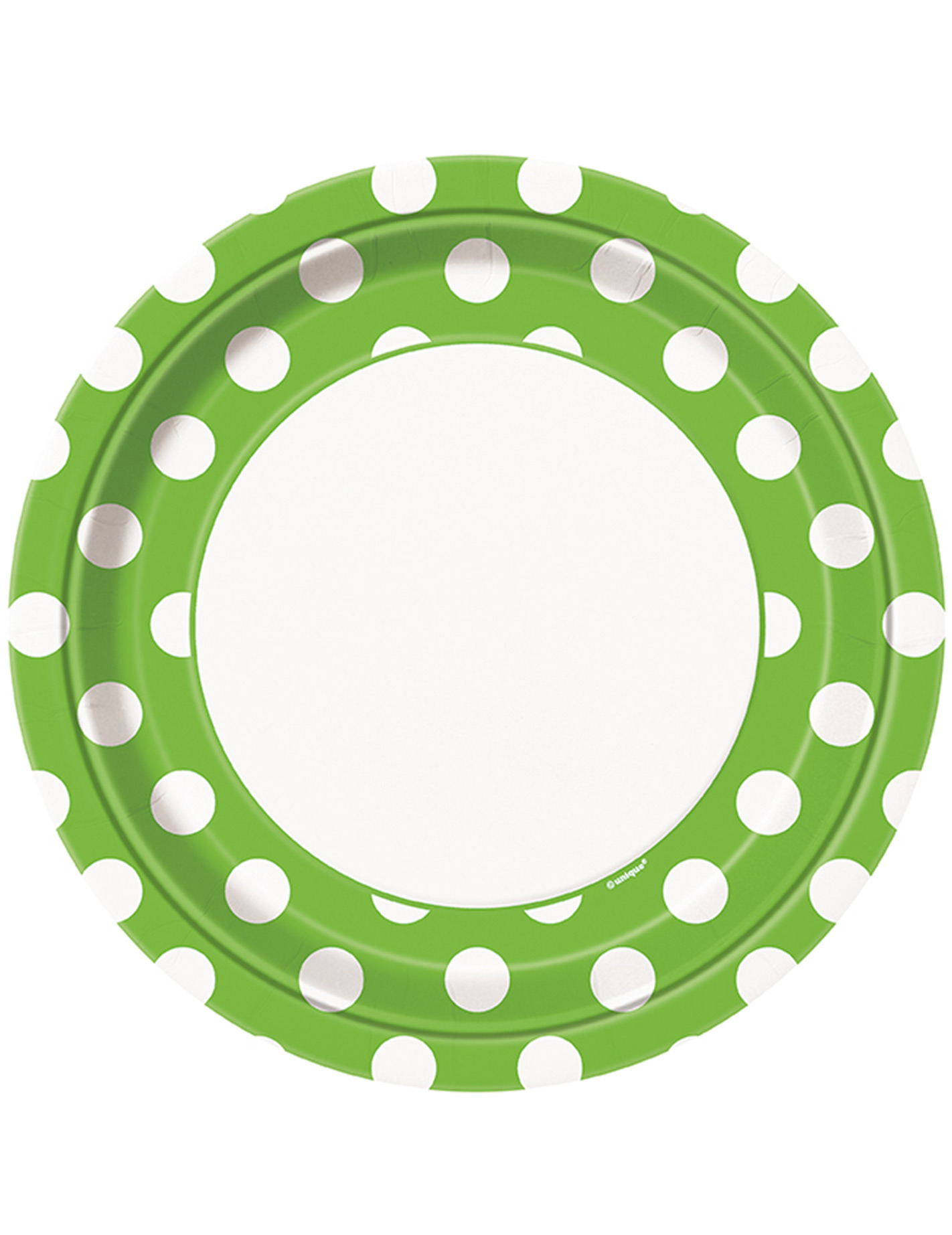 8 Assiettes vertes à pois blancs en carton 23 cm