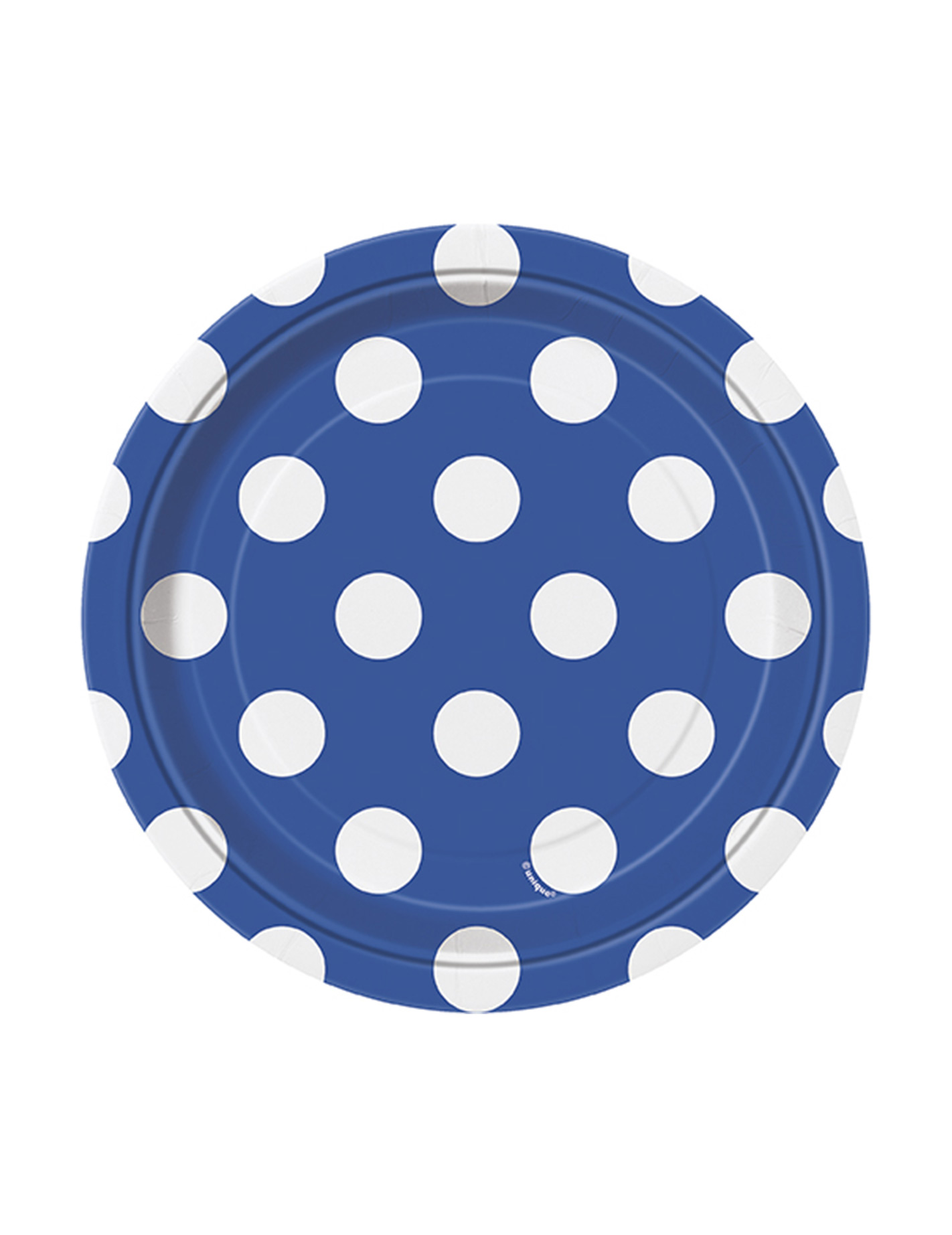 8 Petites assiettes bleu marine à pois blancs en carton 17 cm