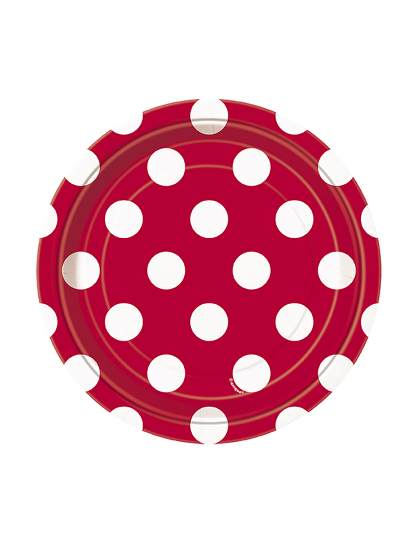 8 Petites assiettes rouges à pois blancs en carton 18 cm