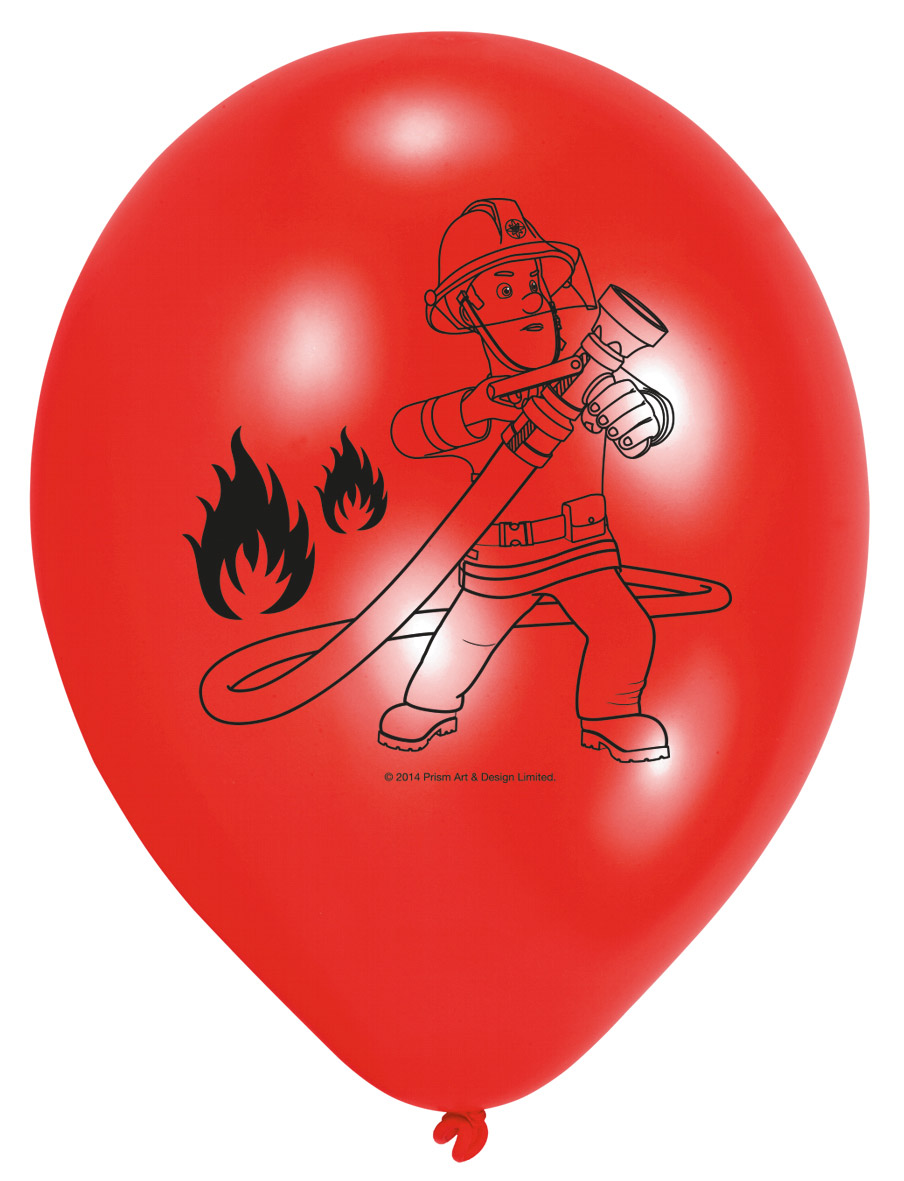 6 Ballons latex Sam le pompier