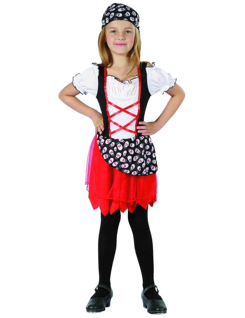 Déguisement pirate blanc et rouge fille