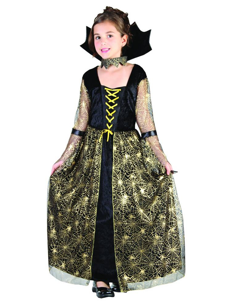 Déguisement Sorcière Araignée noire et or fille