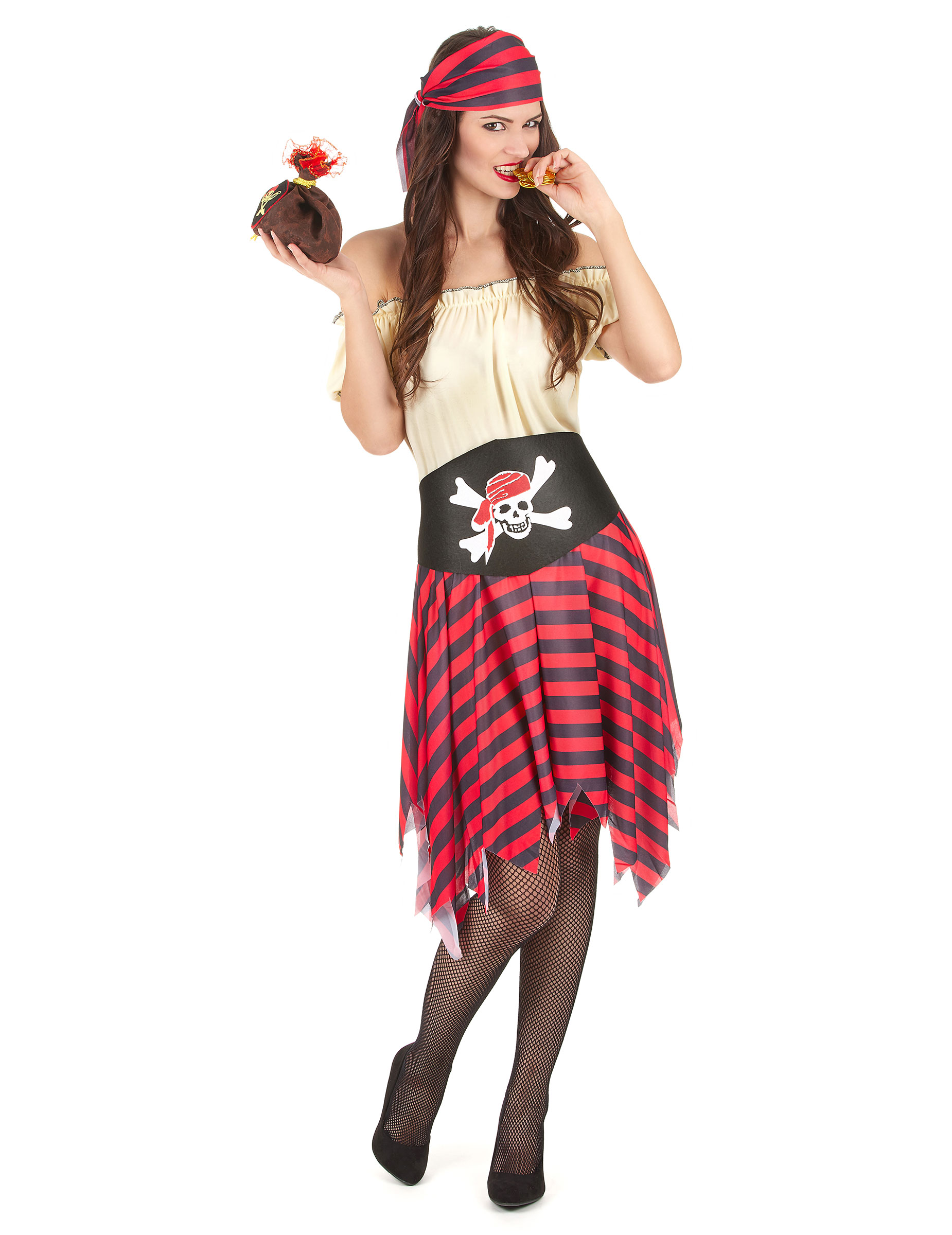 Déguisement pirate avec tête de mort femme