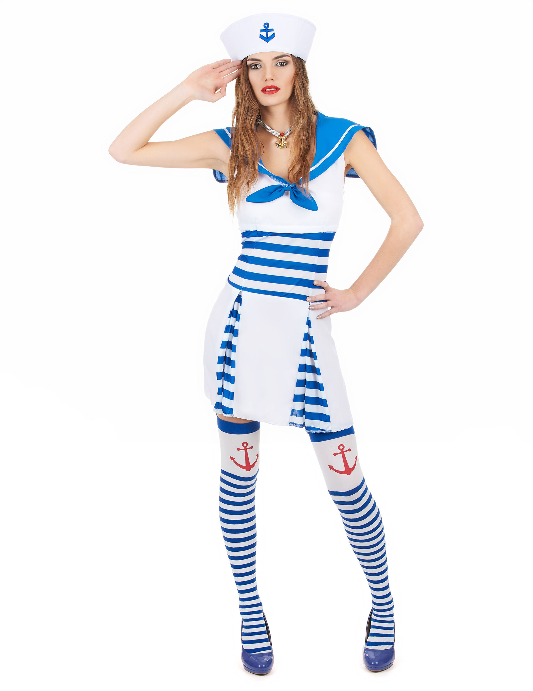 Déguisement marin robe rayée femme