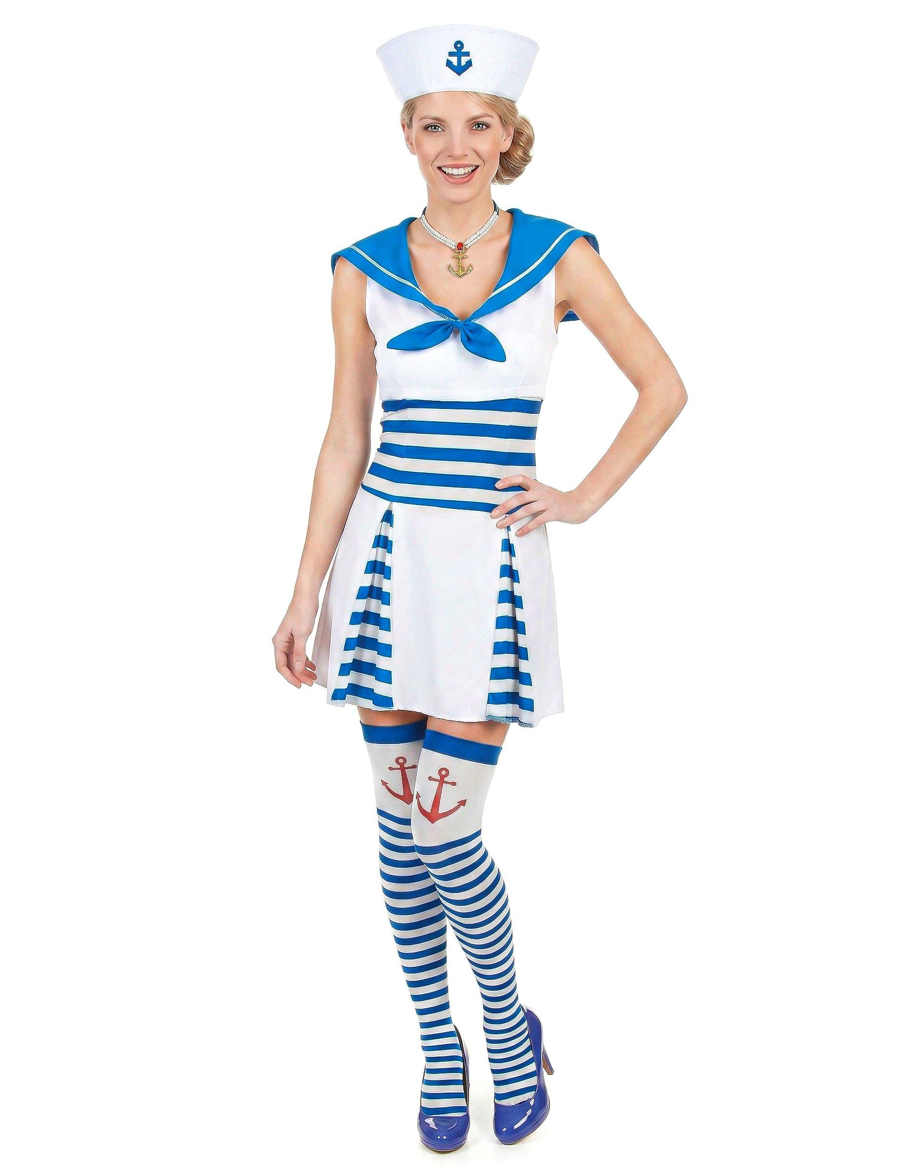 Déguisement marin robe rayée femme