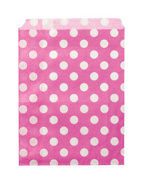 24 Sachets papier fuchsia à pois blancs