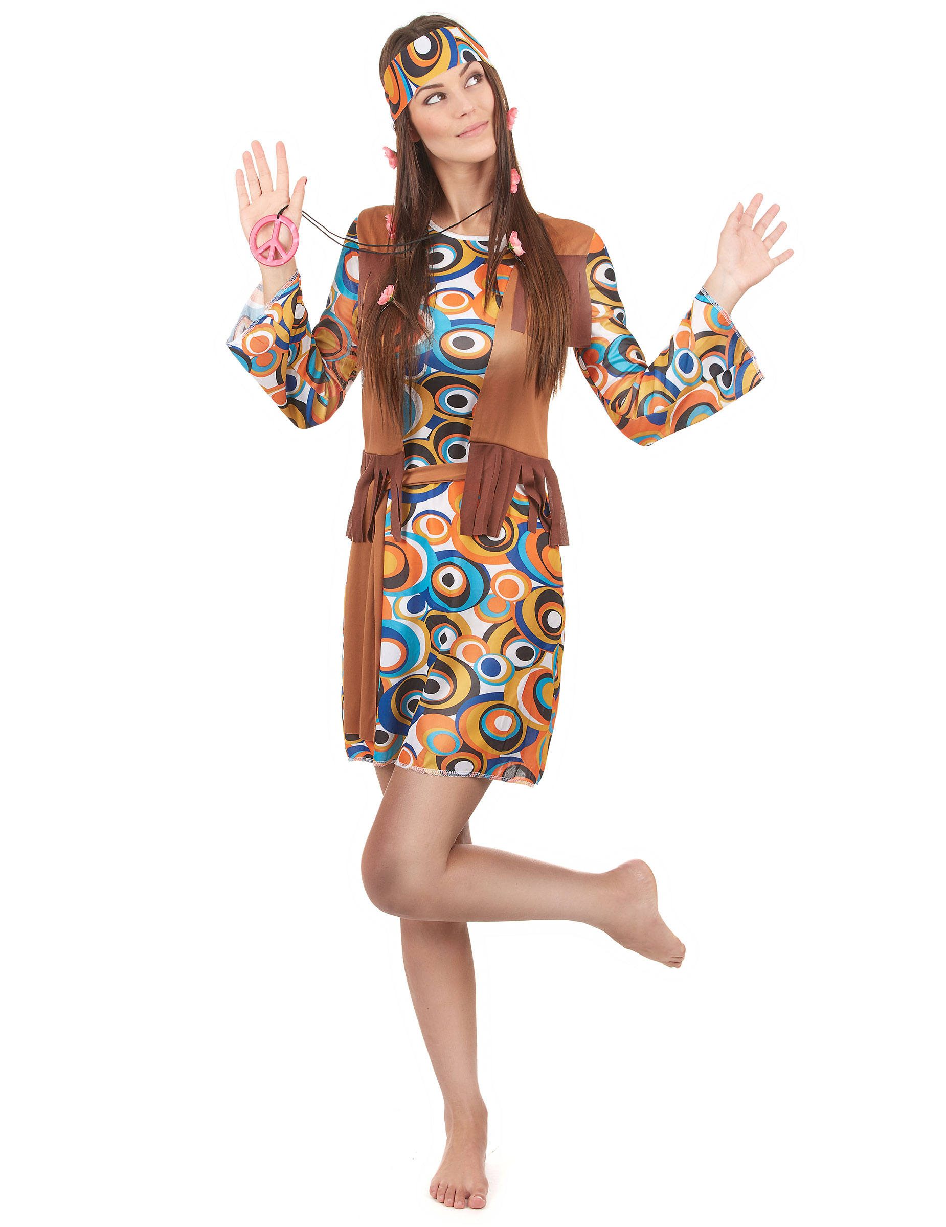 Déguisement hippie motifs ronds femme