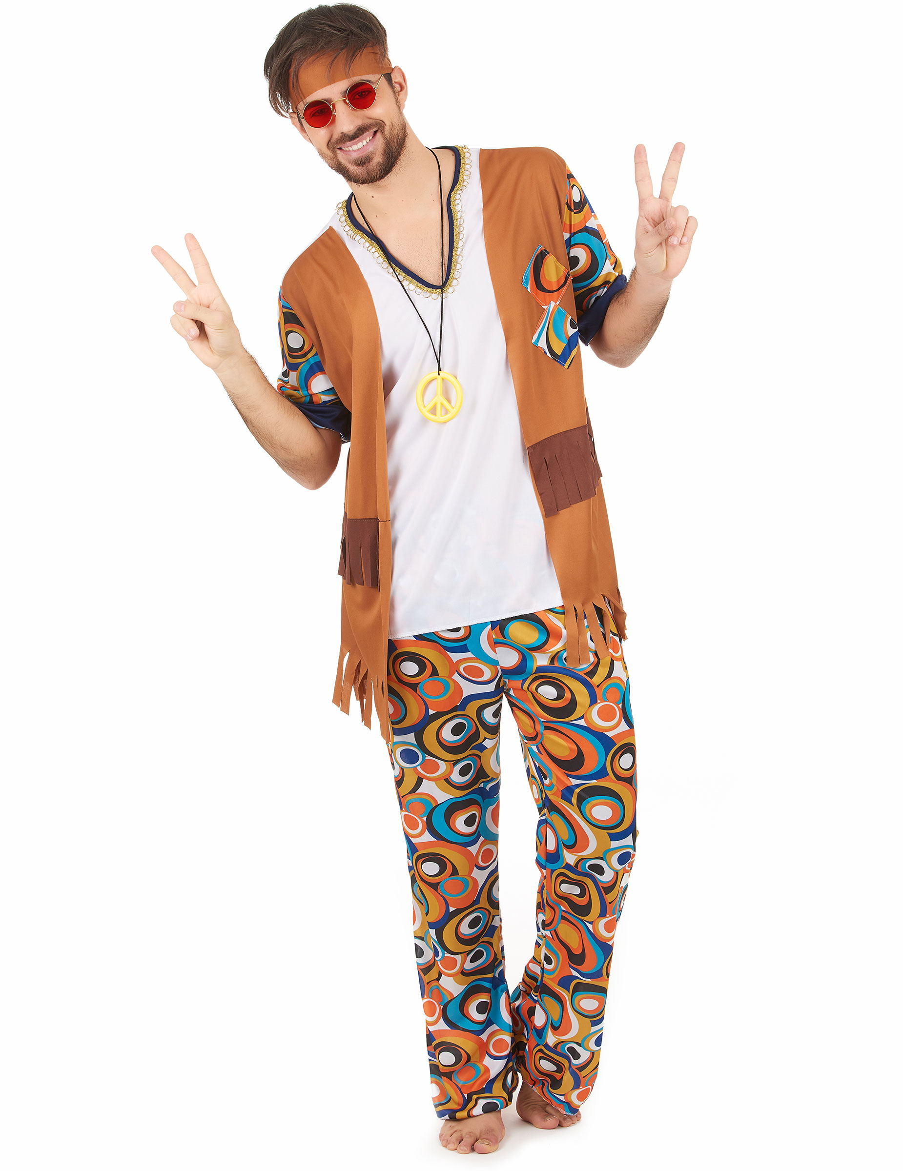 Déguisement hippie motifs ronds homme
