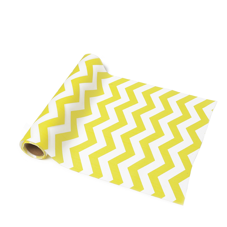 Chemin de table tissu chevron jaune et blanc