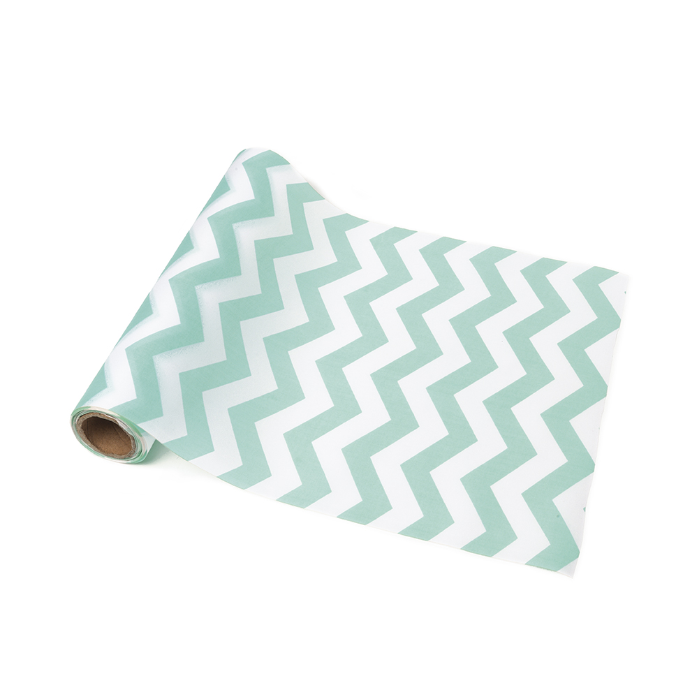 Chemin de table tissu chevron menthe et blanc