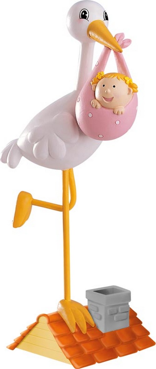 Figurine cigogne petite fille 13 cm