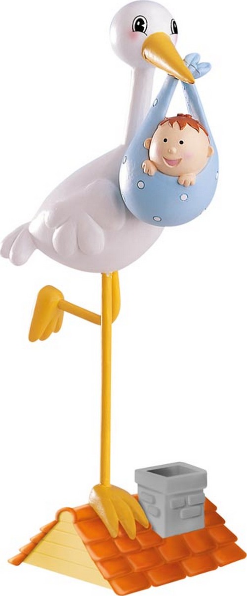 Figurine cigogne petit garçon 13 cm