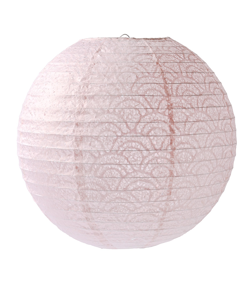 Lanterne japonaise dentelle rose poudré 35 cm