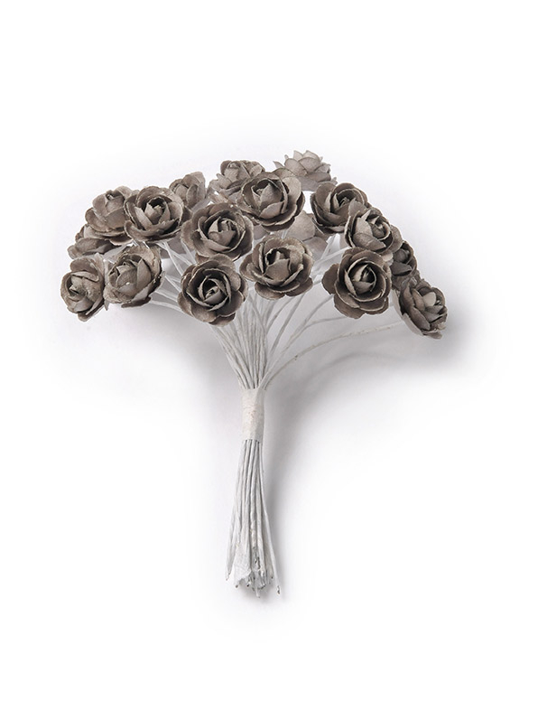 24 Mini roses gris foncé sur tige