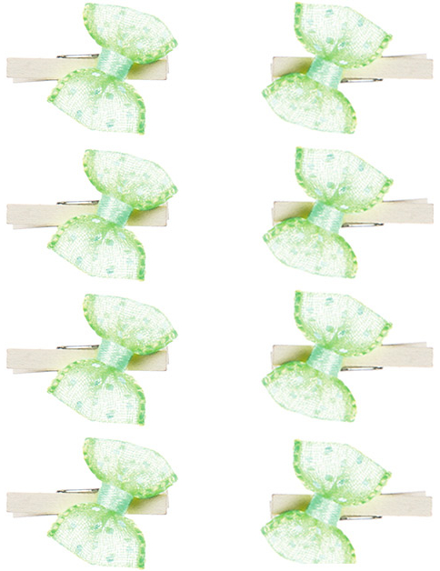 8 Mini pinces noeuds anis à pois blancs