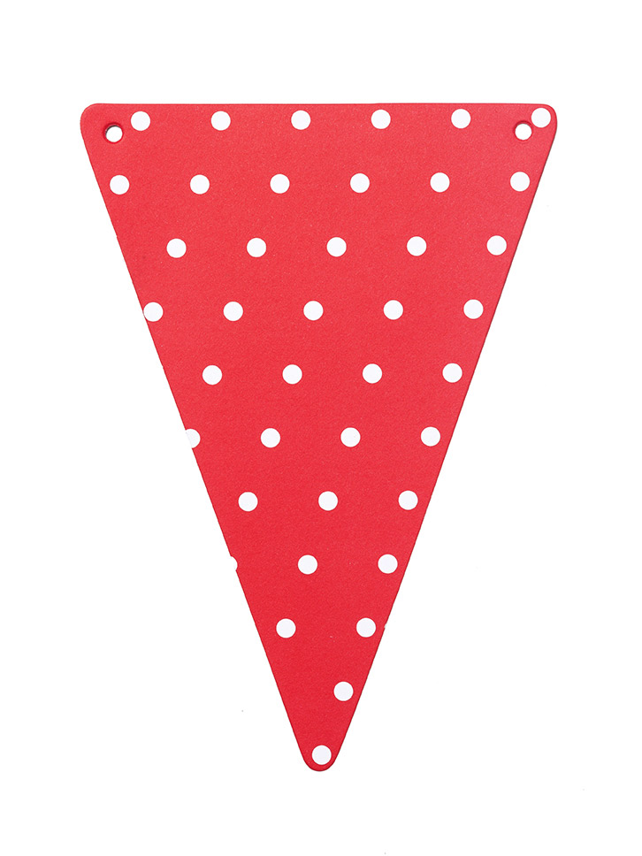 5 Fanions DIY rouge à pois blancs en carton