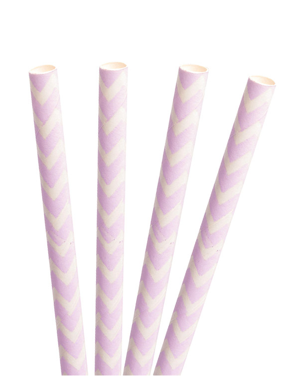 24 Pailles chevrons blanc et rose