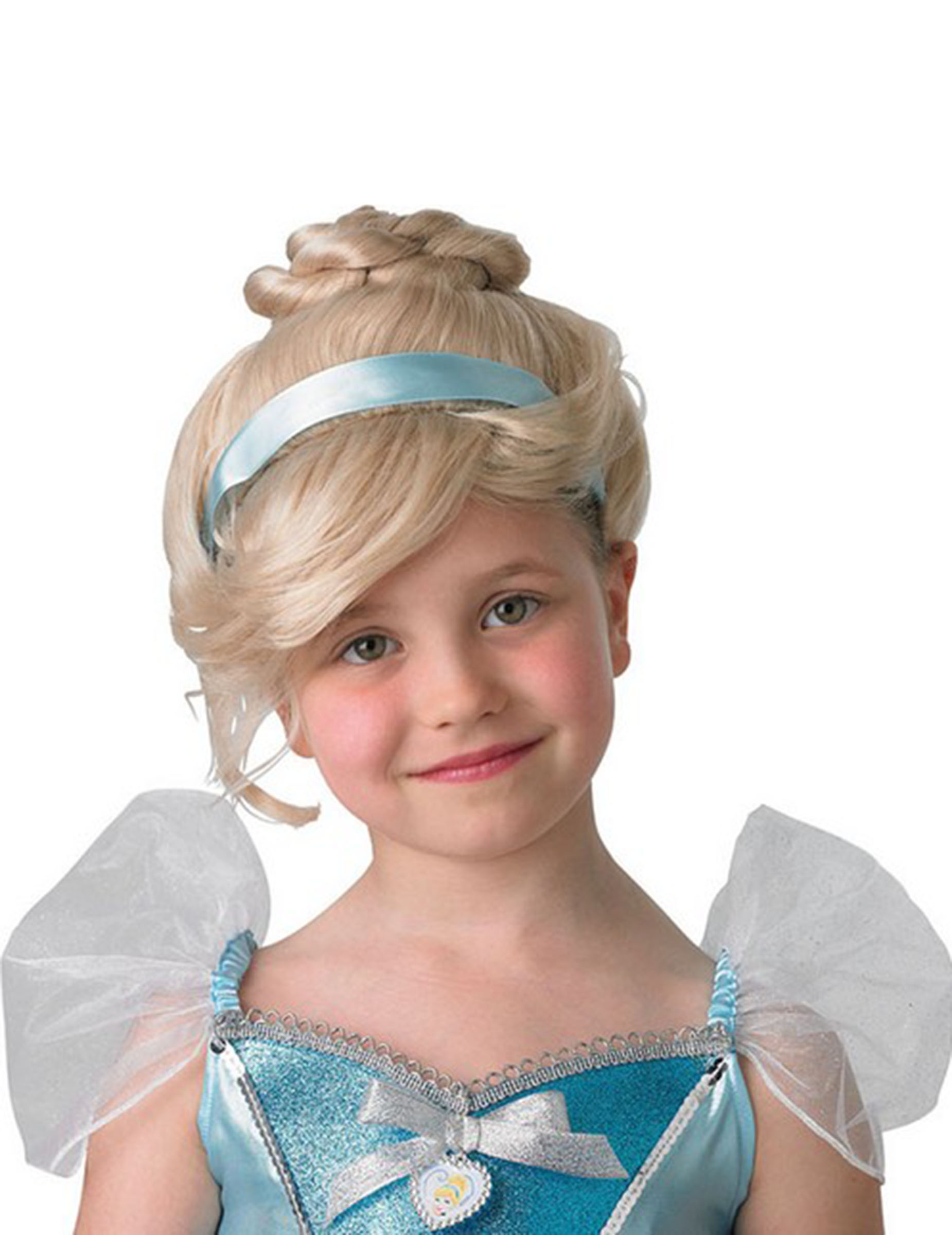 Perruque luxe Cendrillon avec chignon et ruban