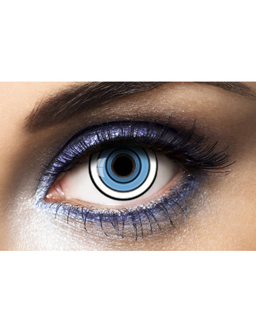 Lentilles de contact fantaisie spirale bleu et blanc adulte